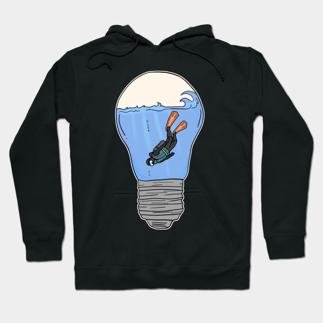 Scuba Diver in a lightbulb creative handdrawn Gift Hoodie by Mesyo